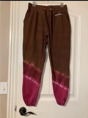 NWOT Bebe Brown & Pink Tie-Dye Jogger Sweatpants M